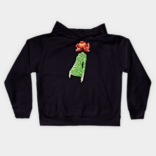 Woman in Green Dress with Flower Kids Hoodie